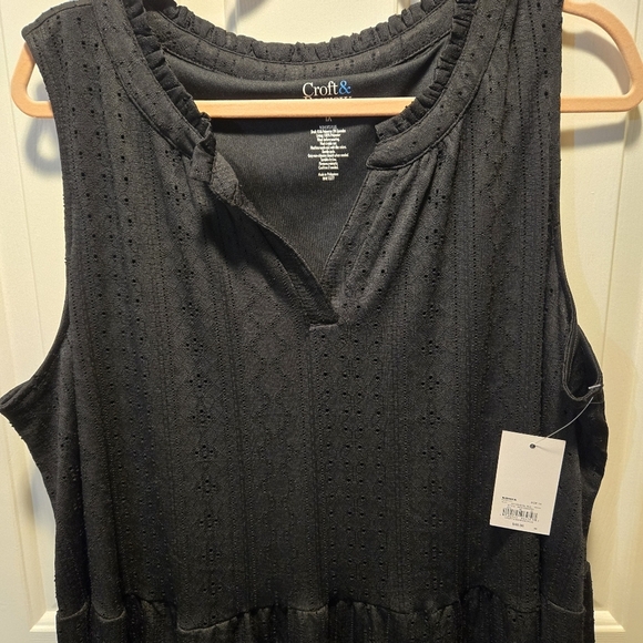 croft & barrow Dresses & Skirts - Croft & Barrow Black Sleeveless Sun Dress XL BOHO CHIC Mesh Knit Whimsy Goth